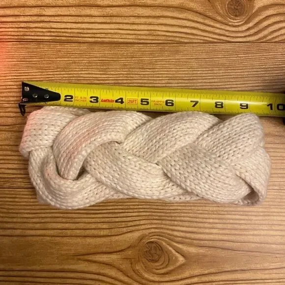 White Weaved braided Headband ear Warmer - Picture 5 of 6